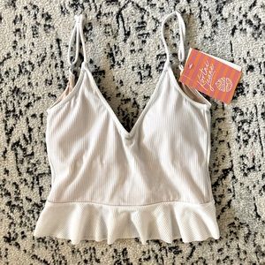 Kortni Jeane white ribbed scoop back top NWT